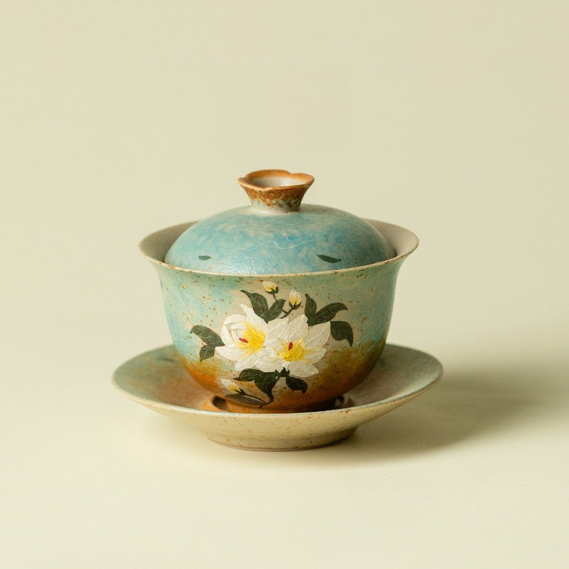 Hand-Painted Gardenia Blossom Gaiwan