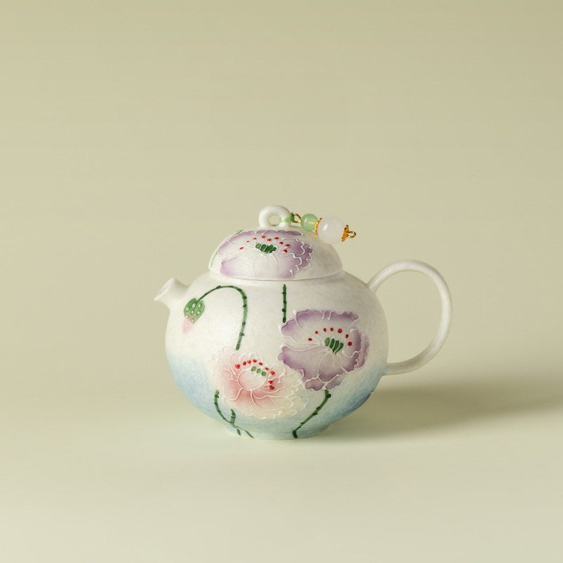 Blue Dye Lotus Flower Ceramic Teapot