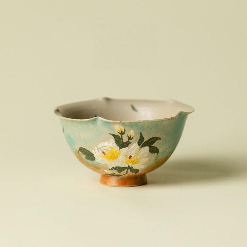 Hand-Painted Gardenia Ceramic Teacup
