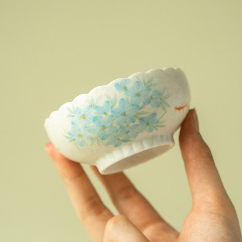 Hand-Painted Blue Star Flower Tea Cup