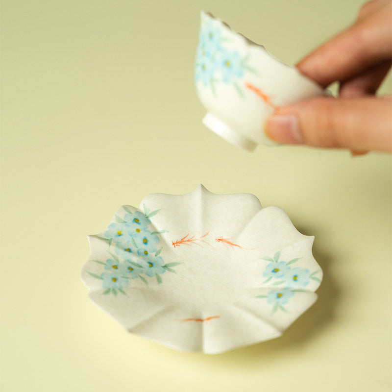 Hand-Painted Blue Star Flower Ceramic Coaster