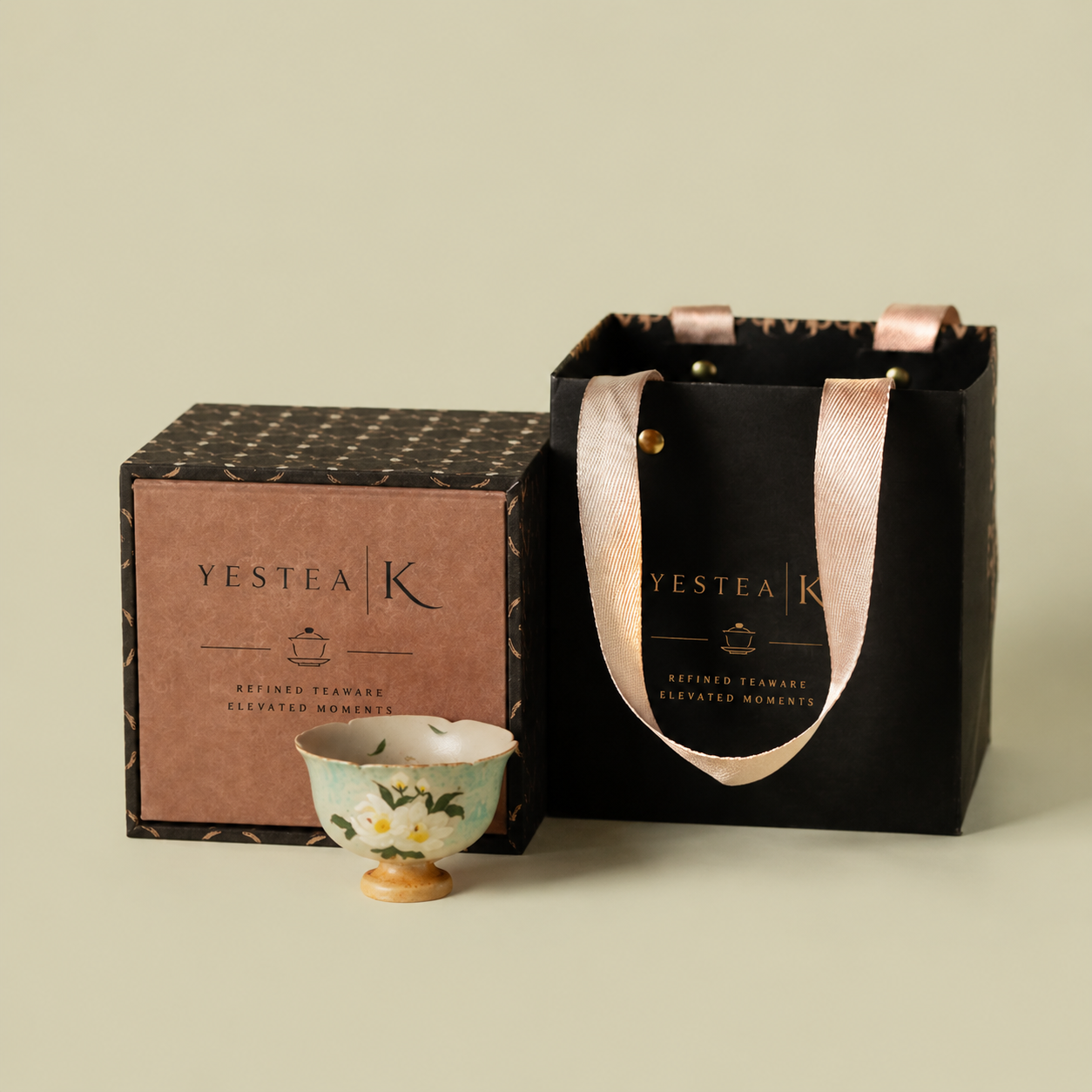 Hand-Painted Gardenia Huayin Footed Teacup
