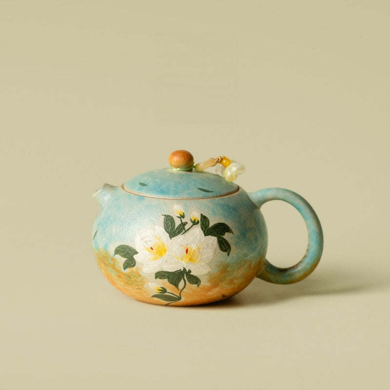 Hand-Painted Gardenia Xishi Teapot