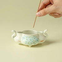Hand-Painted Blue Star Flower Ceramic Incense Burner
