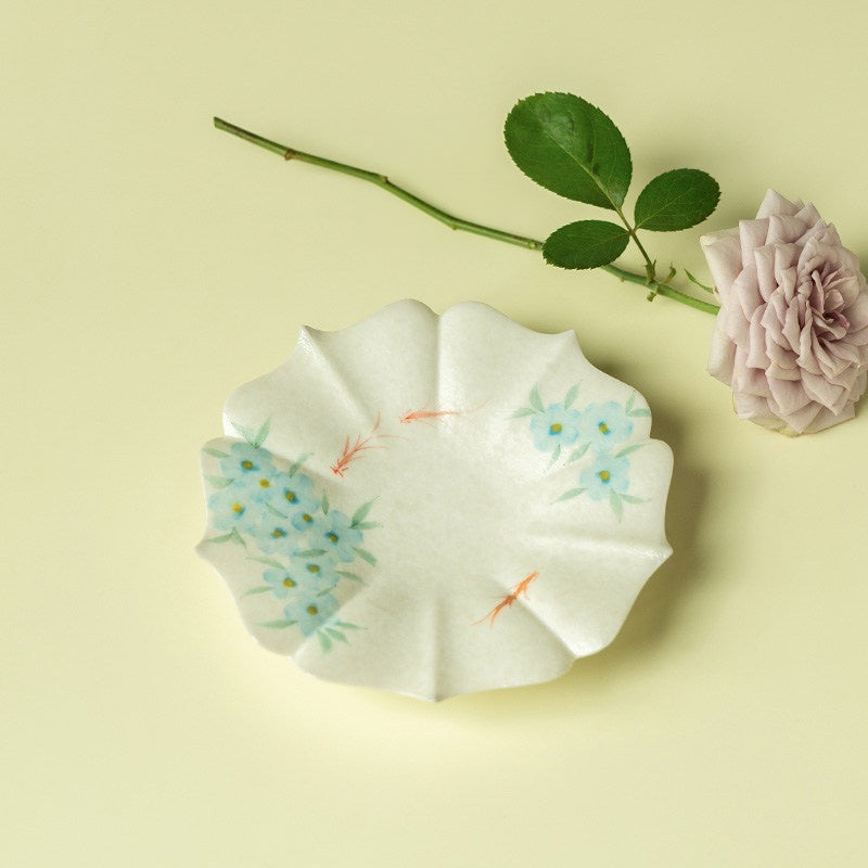 Hand-Painted Blue Star Flower Ceramic Coaster