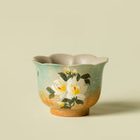 Hand-Painted Gardenia Footed Teacup