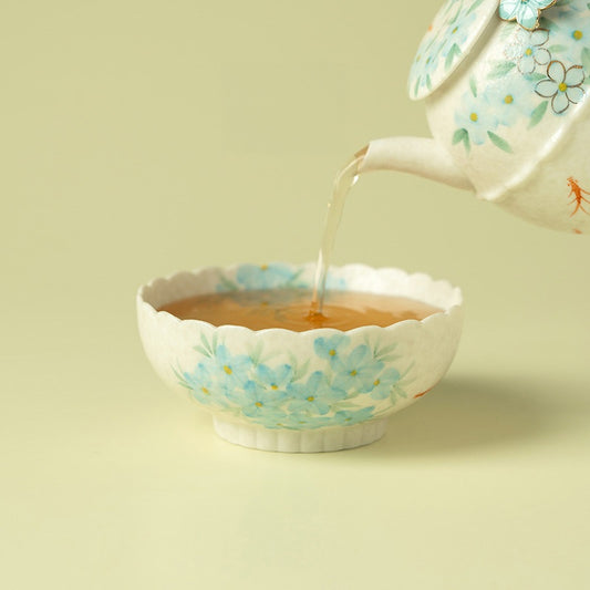 Hand-Painted Blue Star Flower Tea Cup