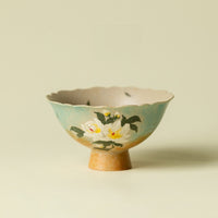 Hand-Painted Gardenia Ceramic Footed Tea Cup