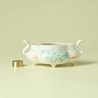 Hand-Painted Blue Star Flower Ceramic Incense Burner