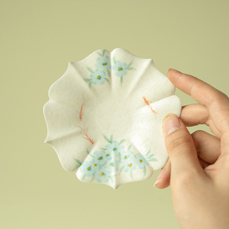 Hand-Painted Blue Star Flower Ceramic Coaster