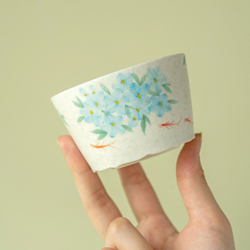 Hand-Painted Blue Star Flower Ceramic Coffee Cup