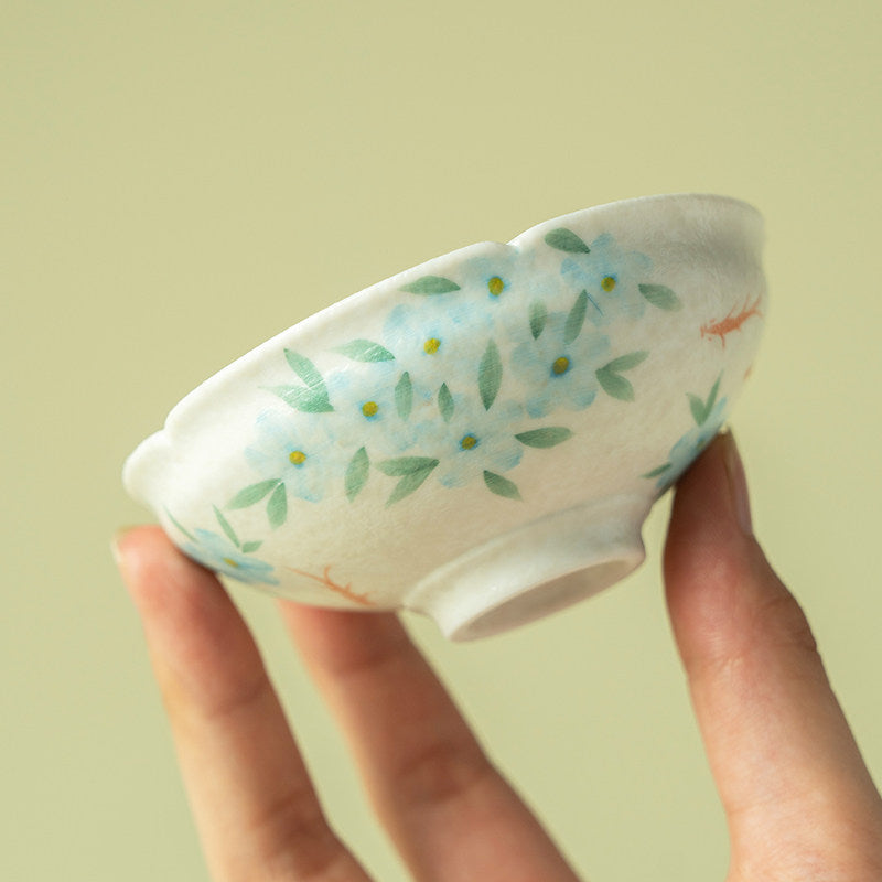 Hand-Painted Blue Star Flower Ceramic Tea Master Cup