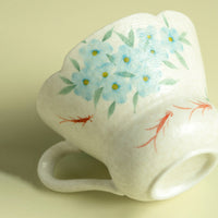 Hand-Painted Blue Star Flower Ceramic Tea Cup