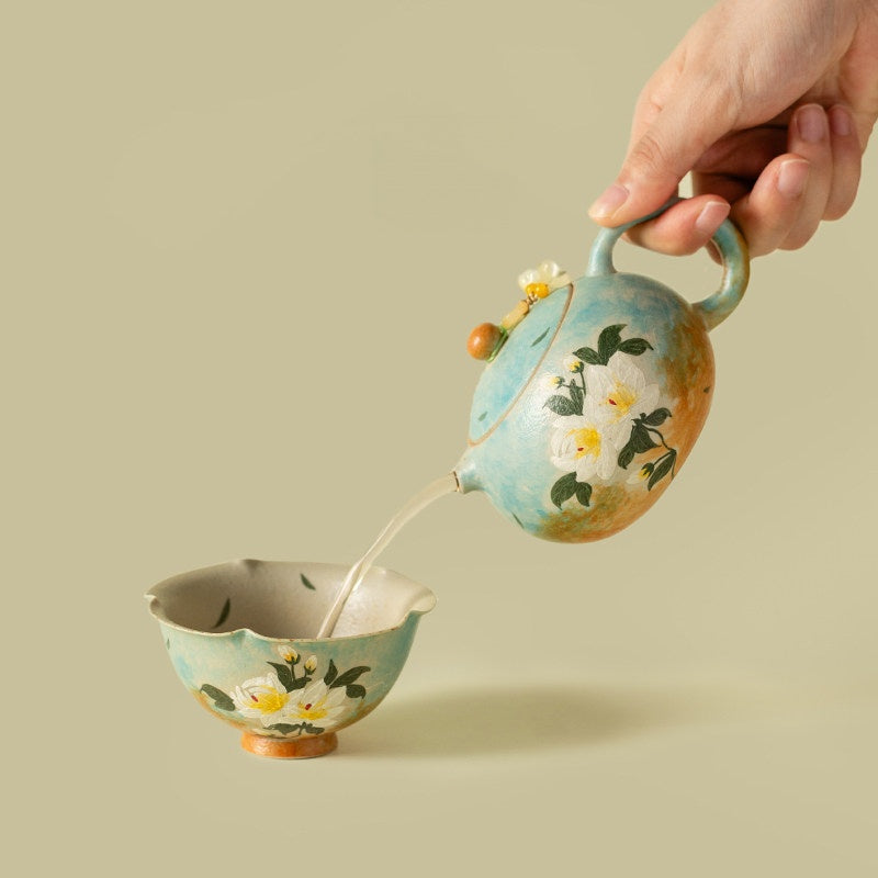 Hand-Painted Gardenia Xishi Teapot