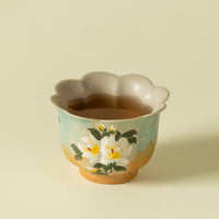 Hand-Painted Gardenia Footed Teacup