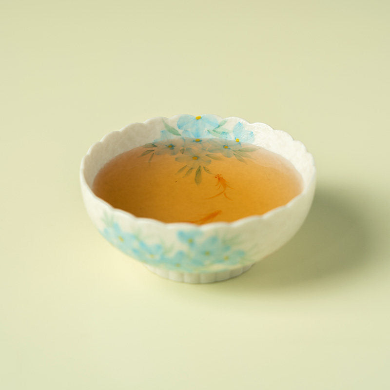 Hand-Painted Blue Star Flower Tea Cup