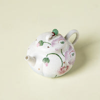 Hand-Painted Lotus Flower Blue Dye Ceramic Teapot