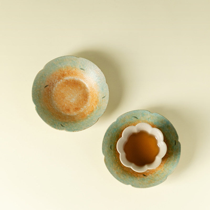 Hand-Painted Gardenia Muchu Teacup with Saucer