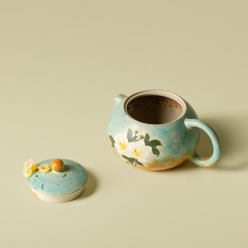 Hand-Painted Gardenia Xishi Teapot