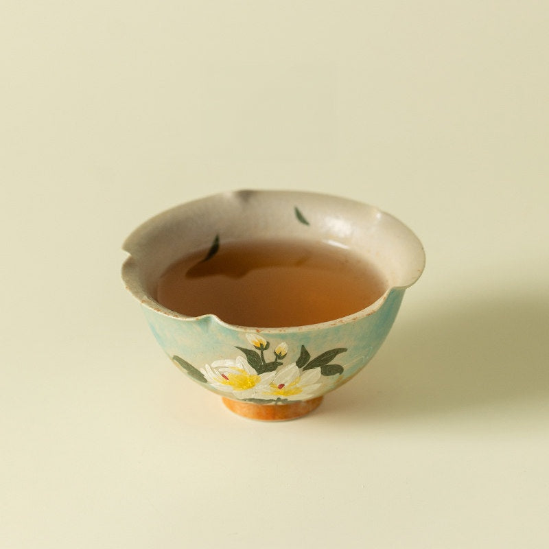 Hand-Painted Gardenia Ceramic Teacup