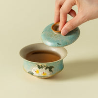 Hand-Painted Gardenia Ceramic Tea Bowl
