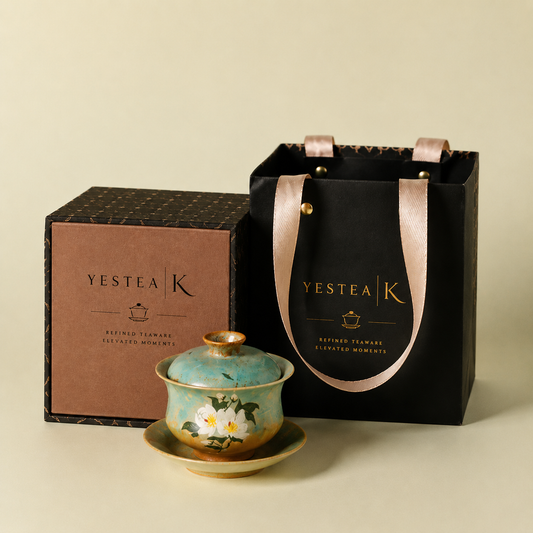 Hand-Painted Gardenia Ceramic Tea Bowl