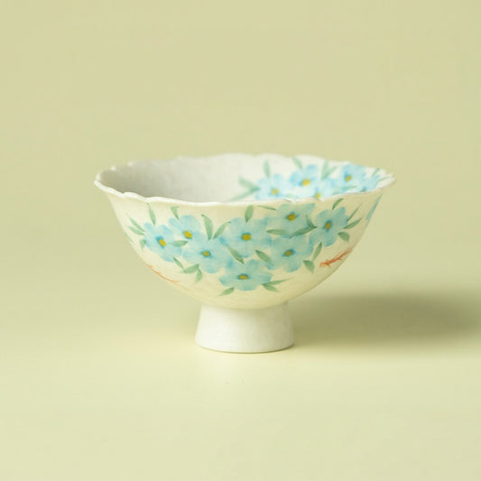 Hand-Painted Blue Star Flower Ceramic Tea Cup
